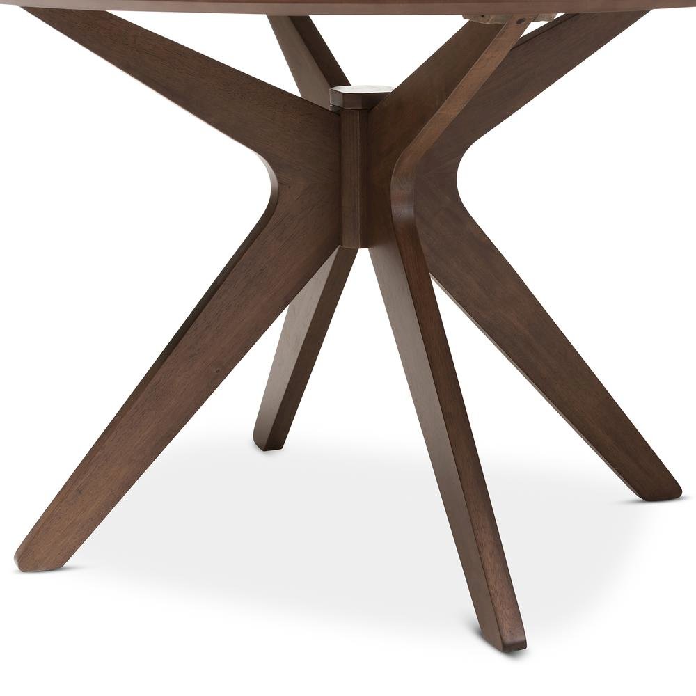 Baxton Studio Monte Mid-Century Modern Walnut Wood 47-Inch Round Dining Table. Picture 11