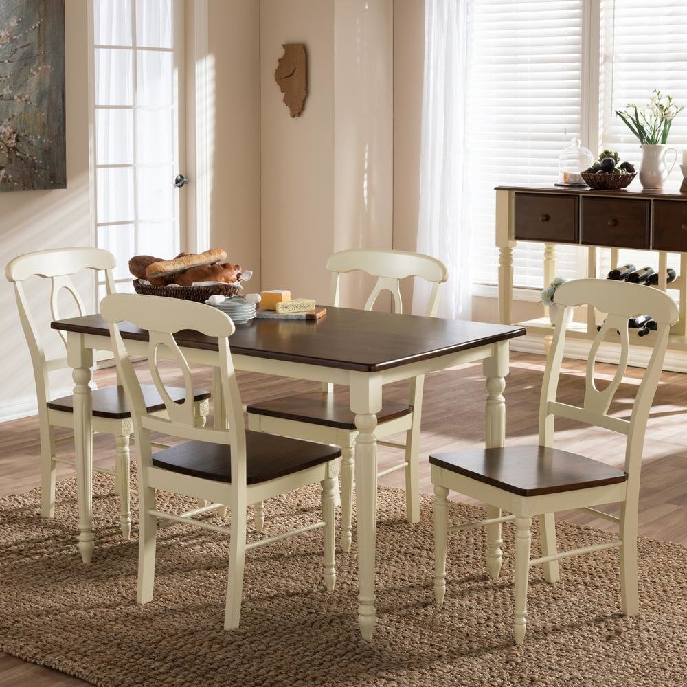 "Cherry" Brown Finishing Wood 5-Piece Dining Set. Picture 8