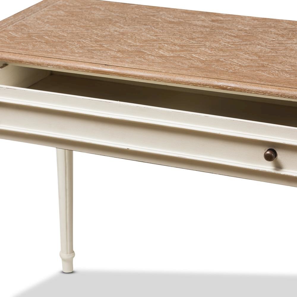 Marquetterie French Provincial Weathered Oak and Whitewash Writing Desk. Picture 14