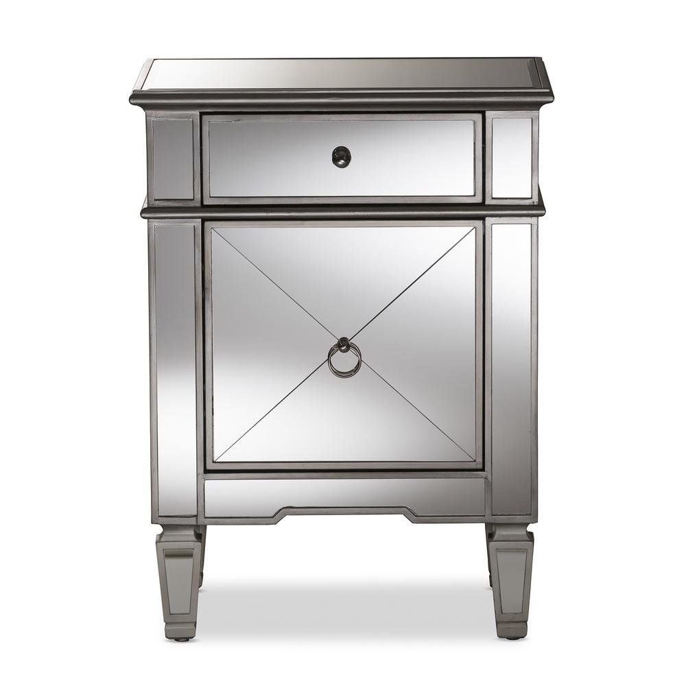 Baxton Studio Claudia Hollywood Regency Glamour Style Mirrored End Table. Picture 11
