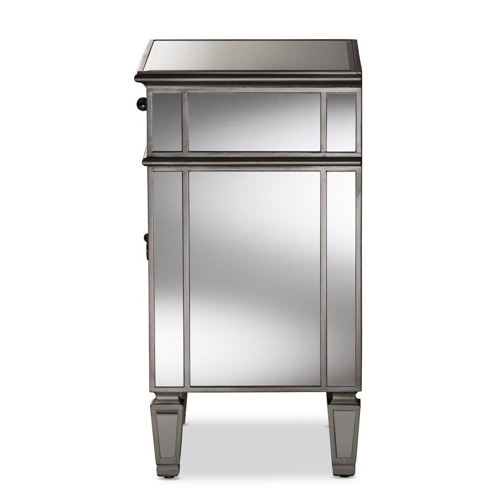 Baxton Studio Claudia Hollywood Regency Glamour Style Mirrored End Table. Picture 12
