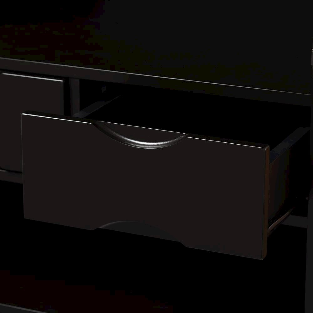 Dark Brown and Walnut Two-Tone Solid Rubberwood Mdf Veneered Wine Cabinet. Picture 6