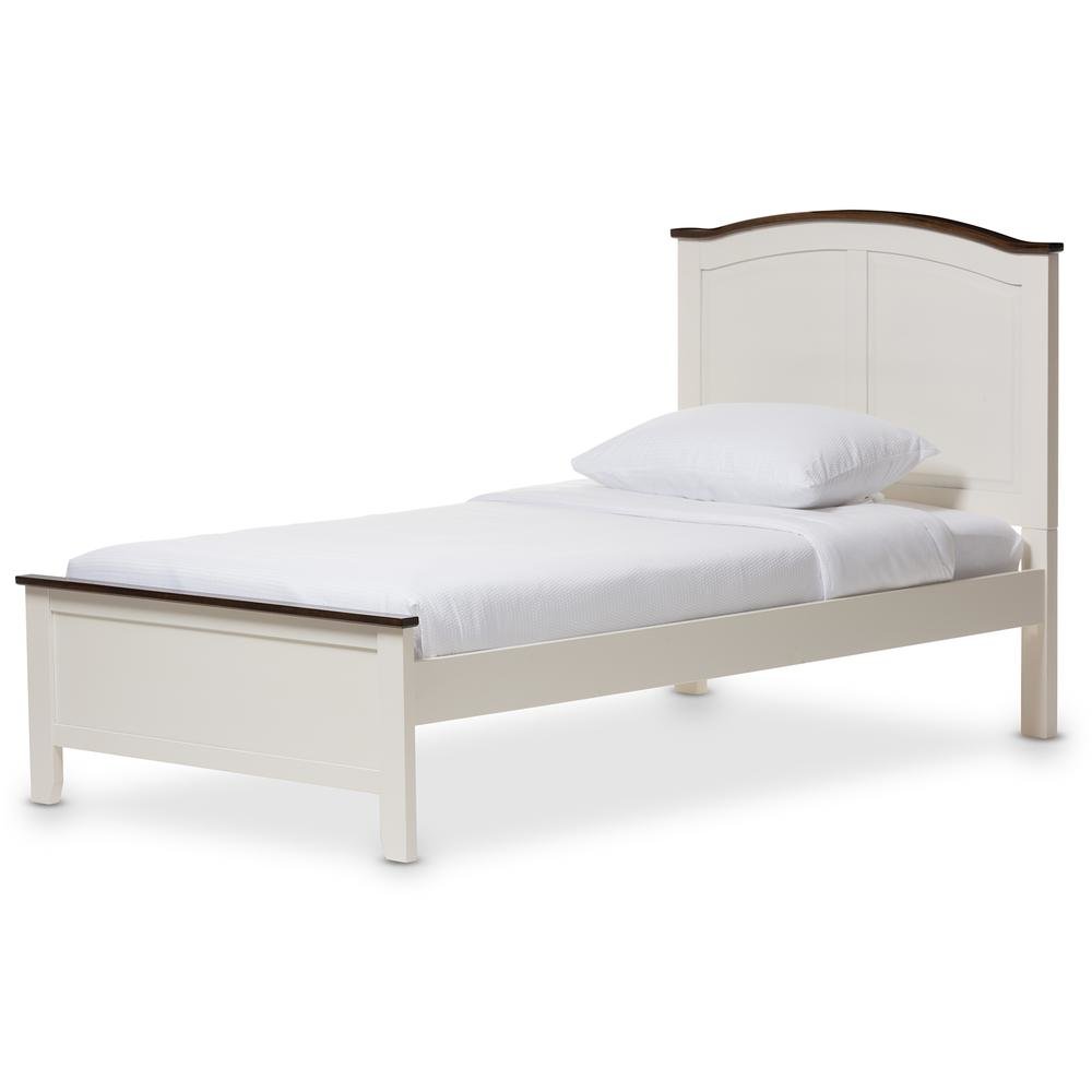 Harry Classic Butter Milk and Walnut Finishing Twin Size Platform Bed. Picture 7