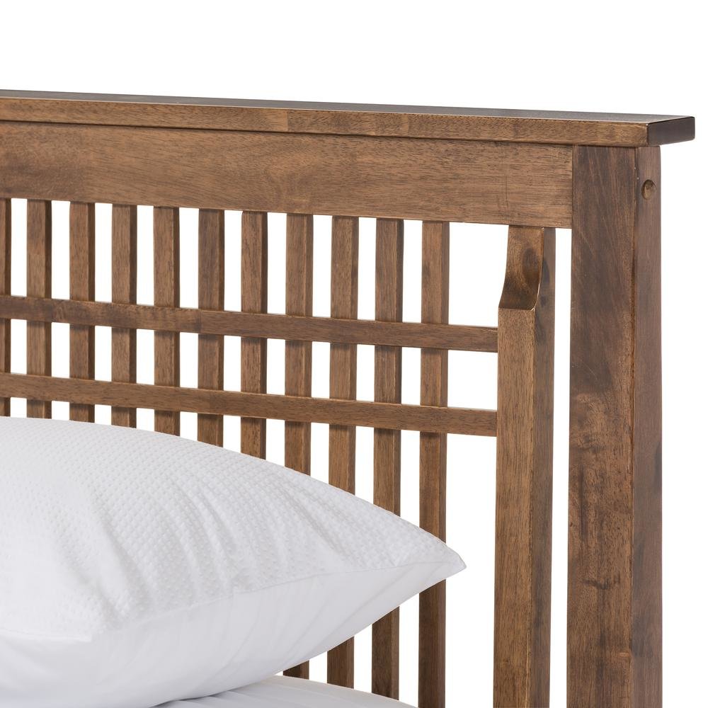 Solid Walnut Wood Window-Pane Style Full Size Platform Bed. Picture 8