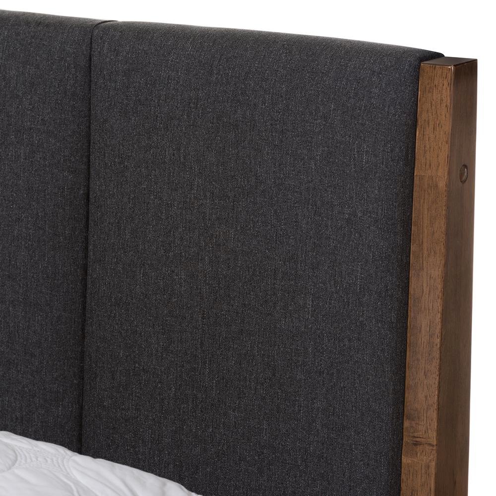 Medium Brown Finish Wood Queen Size Platform Bed. Picture 11