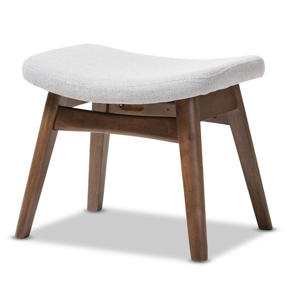 Baxton Studio Vera Mid-Century Modern Light Grey Fabric Upholstered Ottoman. Picture 7