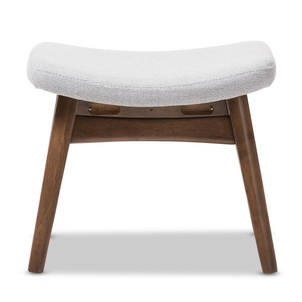 Baxton Studio Vera Mid-Century Modern Light Grey Fabric Upholstered Ottoman. Picture 8