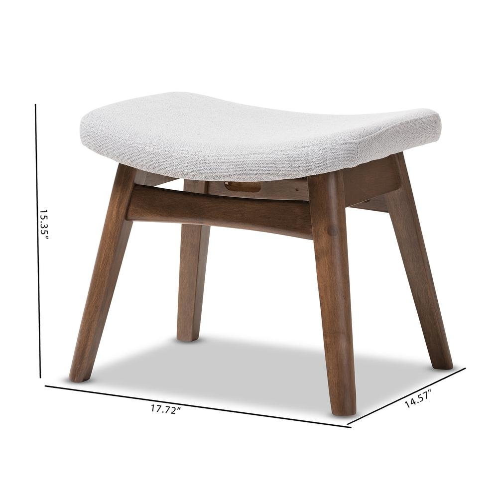 Baxton Studio Vera Mid-Century Modern Light Grey Fabric Upholstered Ottoman. Picture 12