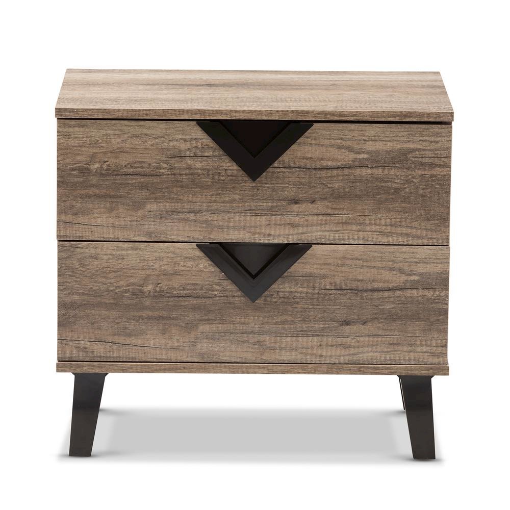 Swanson Modern and Contemporary Light Brown Wood 2-Drawer Nightstand. Picture 10