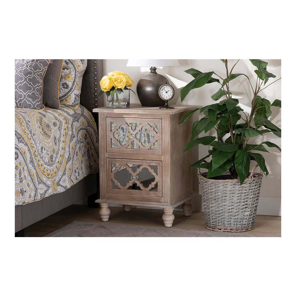 Mirror 2-Drawer Quatrefoil End Table. Picture 19