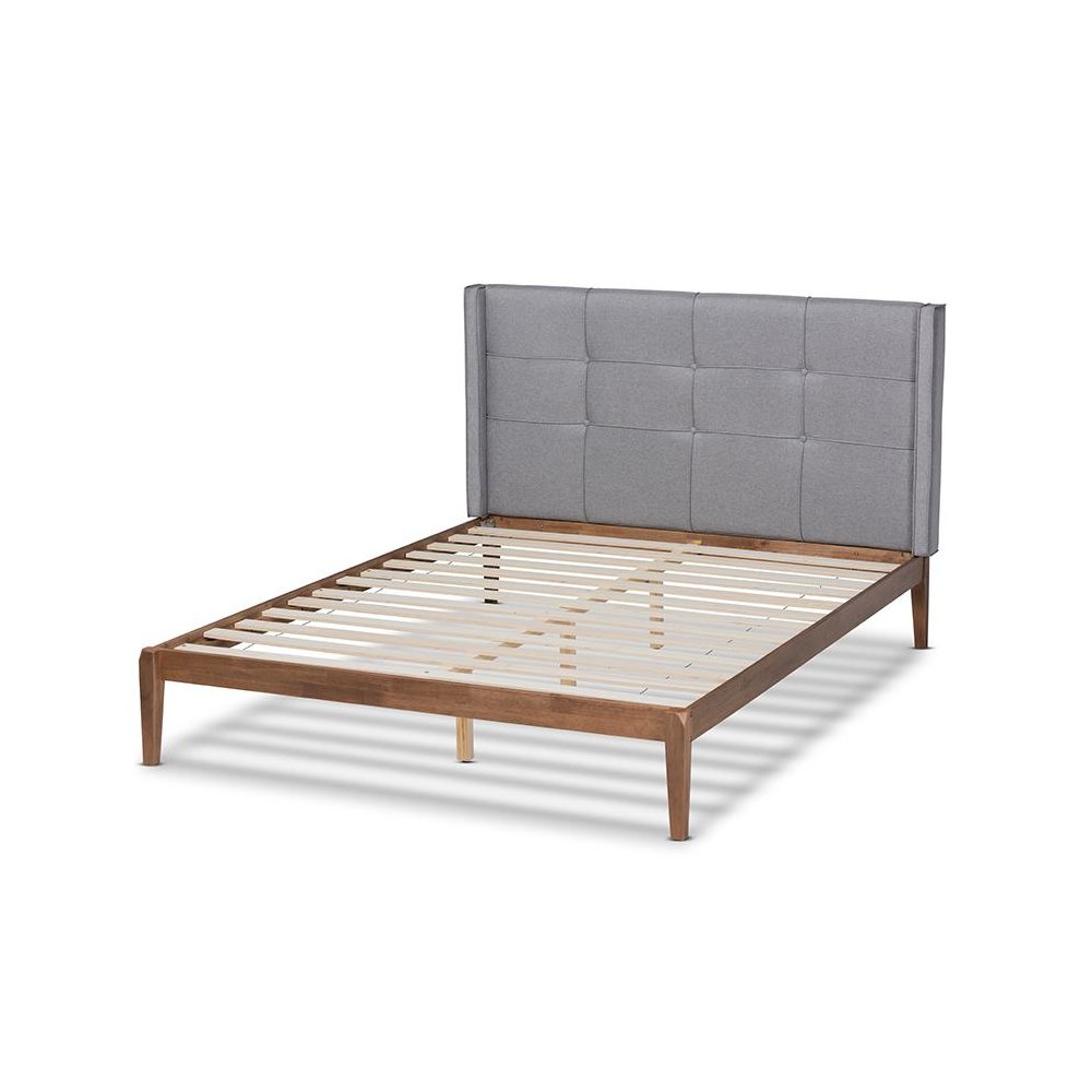 Ash Walnut Brown Finished Wood King Size Platform Bed. Picture 3