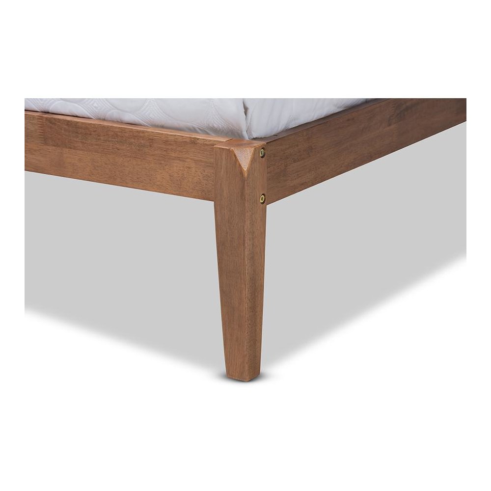 Ash Walnut Brown Finished Wood King Size Platform Bed. Picture 5