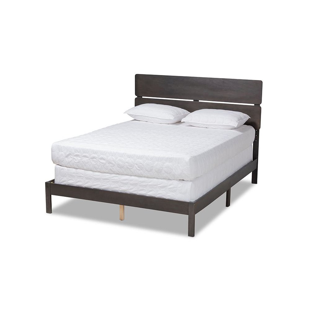 Anthony Modern and Contemporary Dark Grey Oak Finished Wood Queen Size Panel Bed. Picture 1