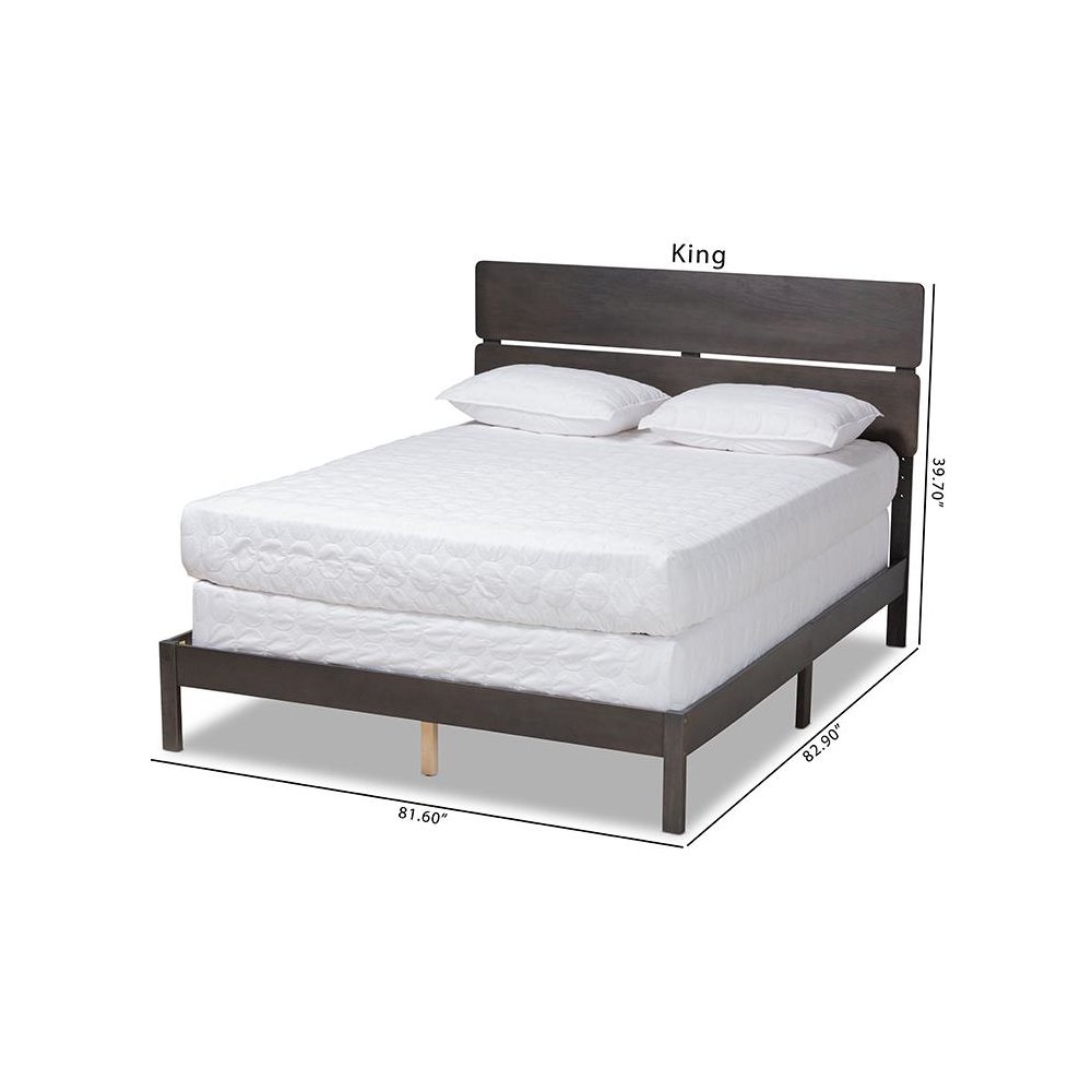 Anthony Modern and Contemporary Dark Grey Oak Finished Wood Queen Size Panel Bed. Picture 10