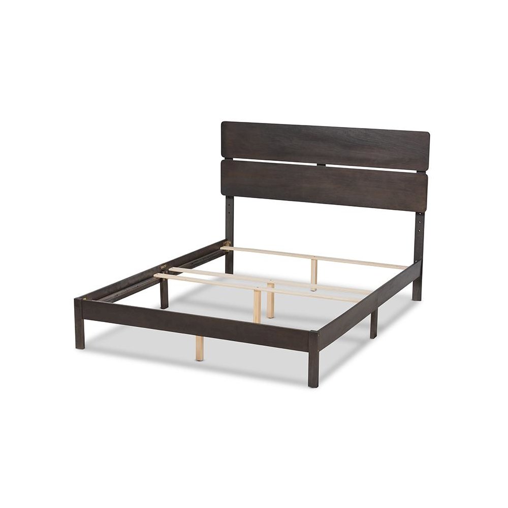 Anthony Modern and Contemporary Dark Grey Oak Finished Wood Queen Size Panel Bed. Picture 3