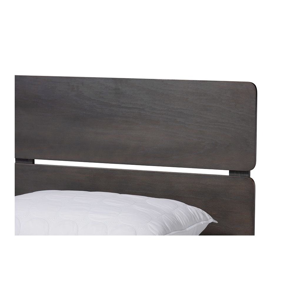 Anthony Modern and Contemporary Dark Grey Oak Finished Wood Queen Size Panel Bed. Picture 4
