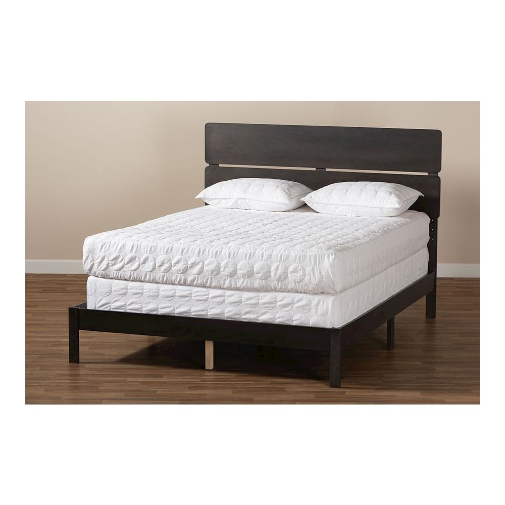 Anthony Modern and Contemporary Dark Grey Oak Finished Wood Queen Size Panel Bed. Picture 7