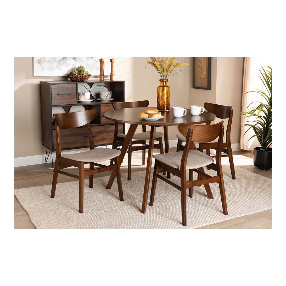 Walnut Brown Finished Wood 5-Piece Dining Set. Picture 17