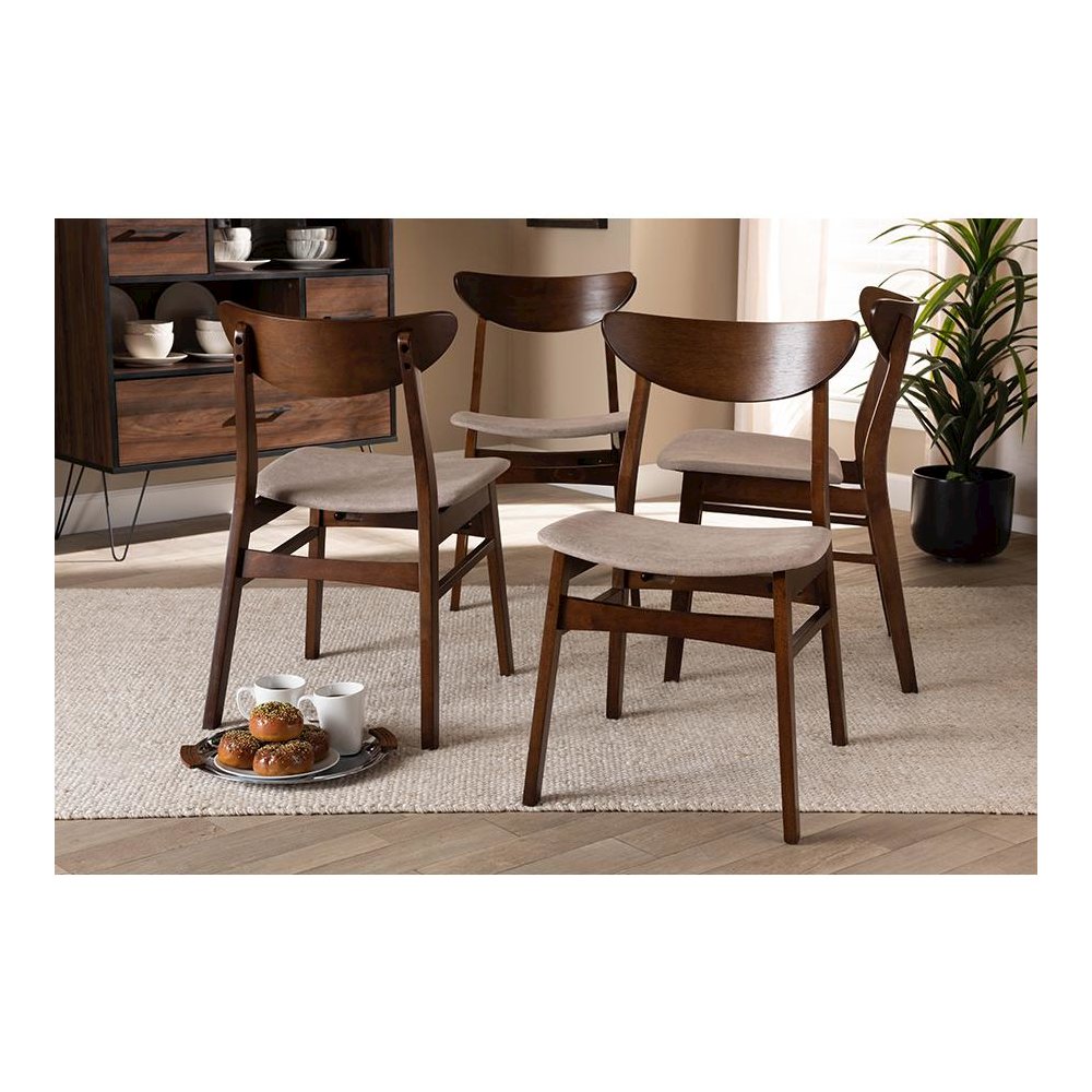 Walnut Brown Finished Wood 4-Piece Dining Chair Set. Picture 13