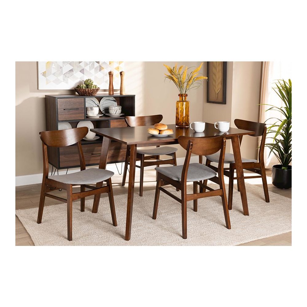Walnut Brown Finished Wood 5-Piece Dining Set. Picture 17
