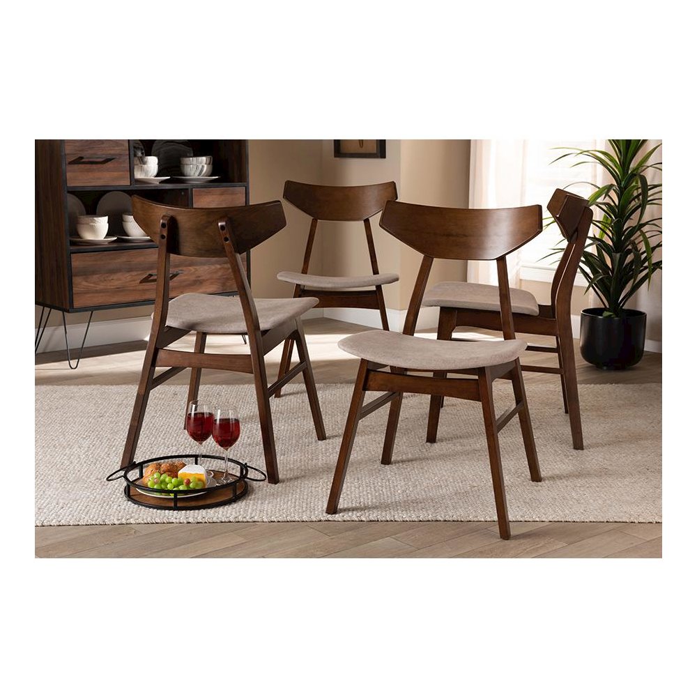 Walnut Brown Finished Wood 4-Piece Dining Chair Set. Picture 13