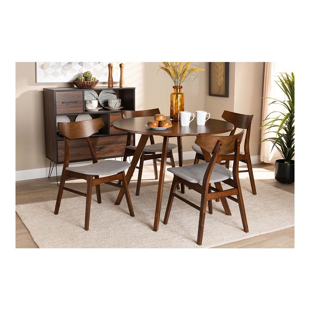 Walnut Brown Finished Wood 5-Piece Dining Set. Picture 17