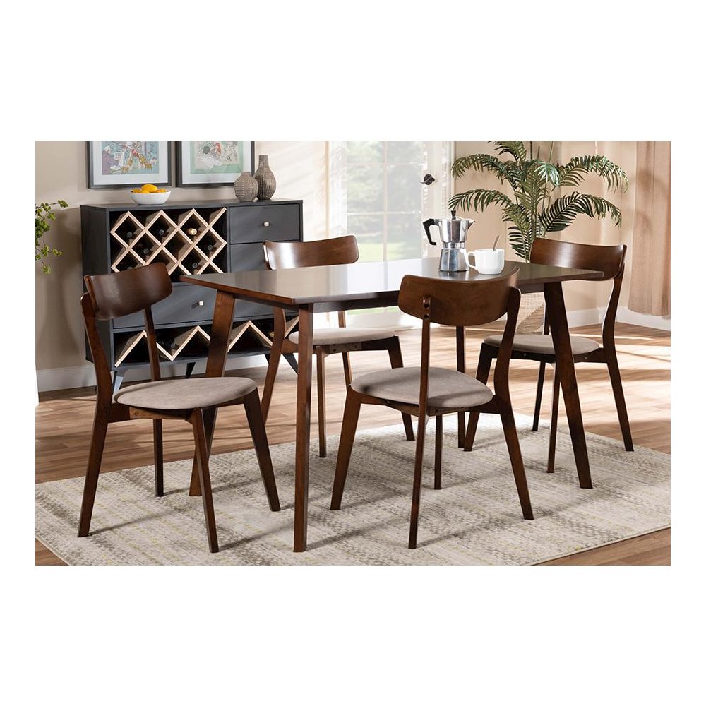 Walnut Brown Finished Wood 5-Piece Dining Set. Picture 17