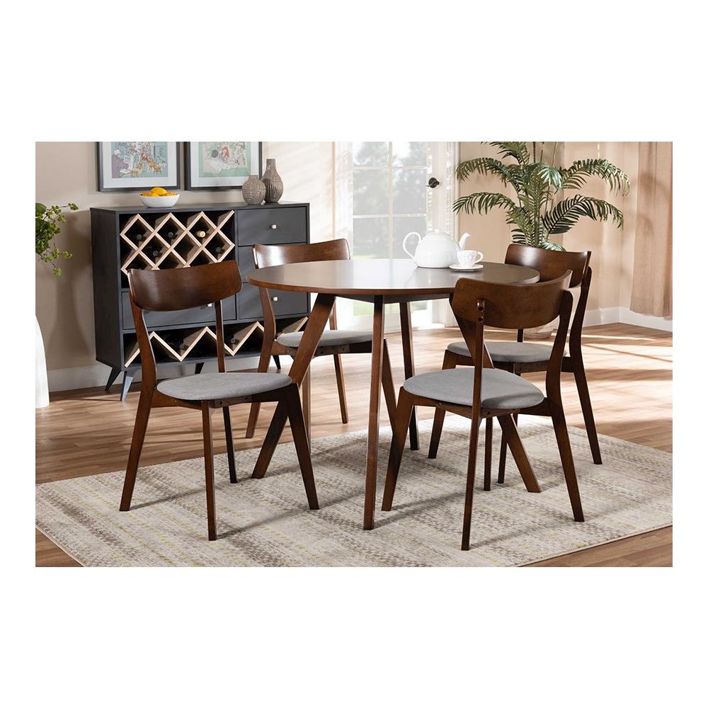 Walnut Brown Finished Wood 5-Piece Dining Set. Picture 17