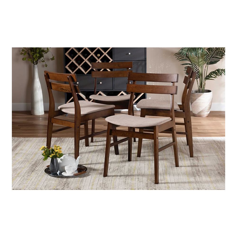 Walnut Brown Finished Wood 4-Piece Dining Chair Set. Picture 13