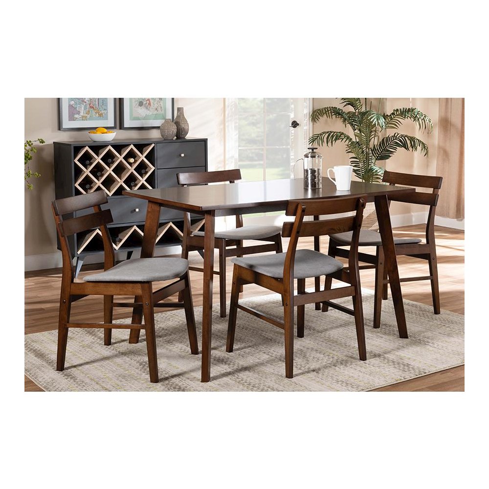 Walnut Brown Finished Wood 5-Piece Dining Set. Picture 17