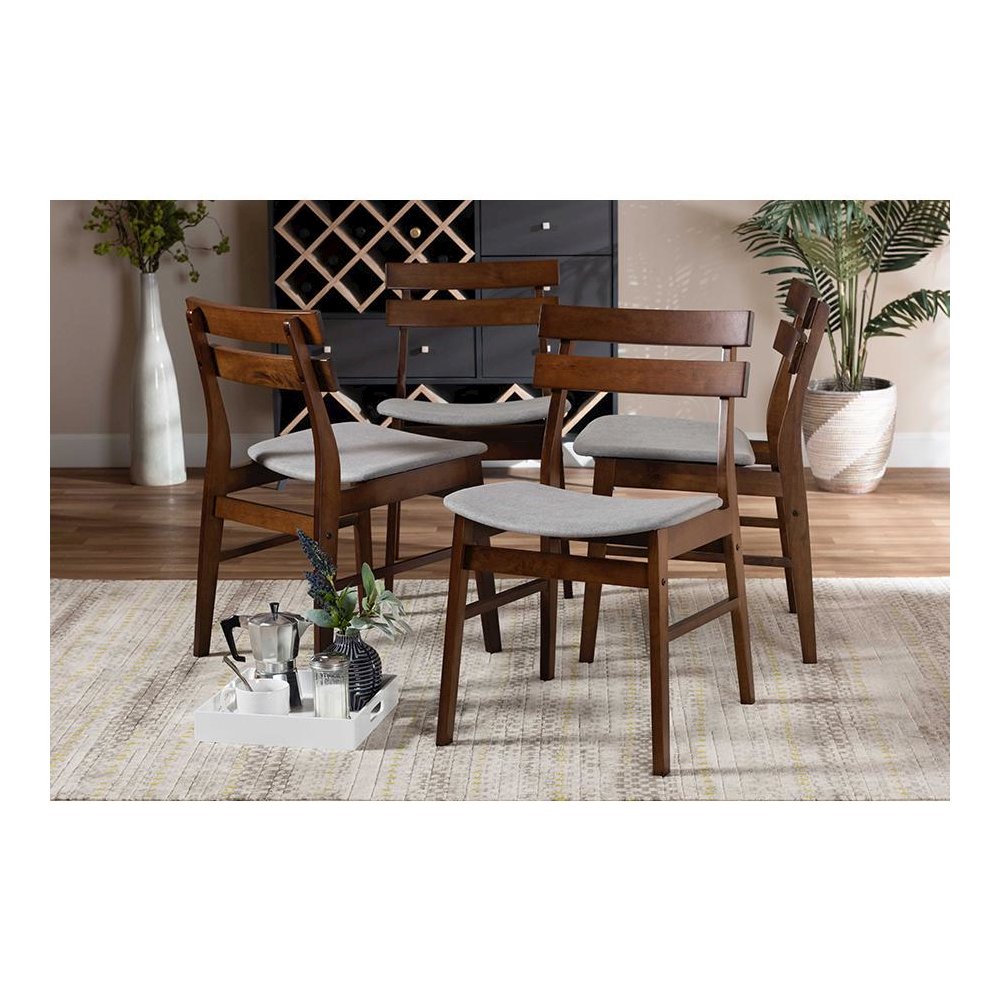 Walnut Brown Finished Wood 4-Piece Dining Chair Set. Picture 13