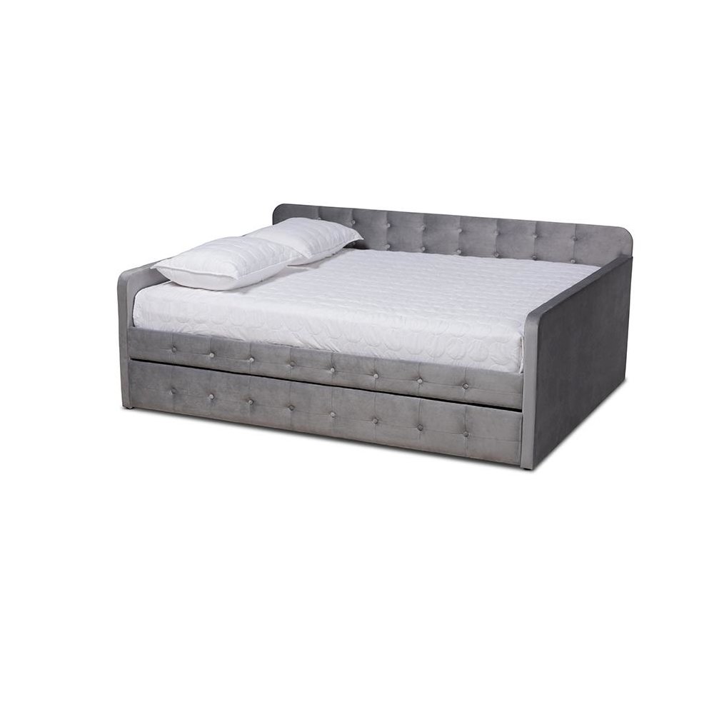 Button Tufted Queen Size Daybed with Trundle. Picture 1