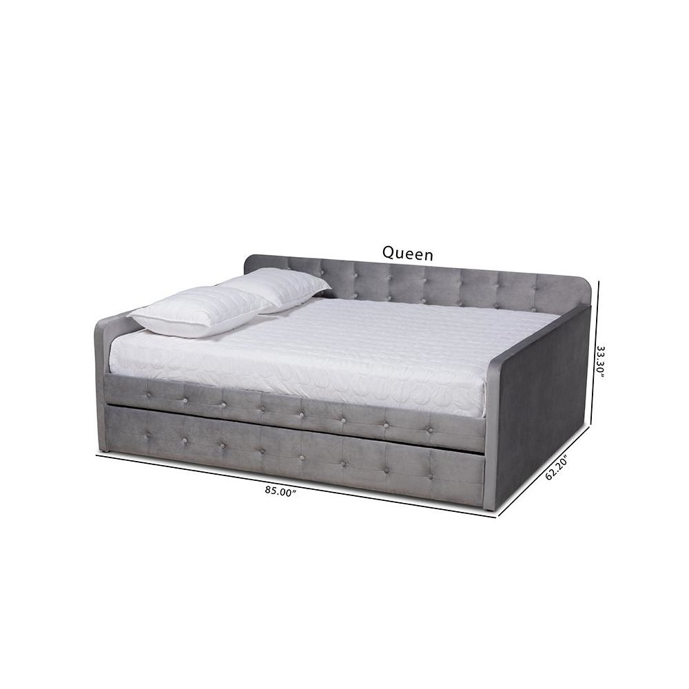 Button Tufted Queen Size Daybed with Trundle. Picture 11
