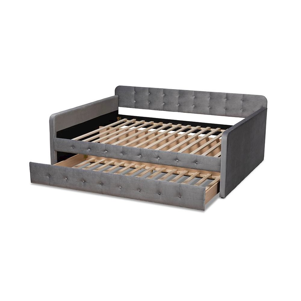 Button Tufted Queen Size Daybed with Trundle. Picture 5