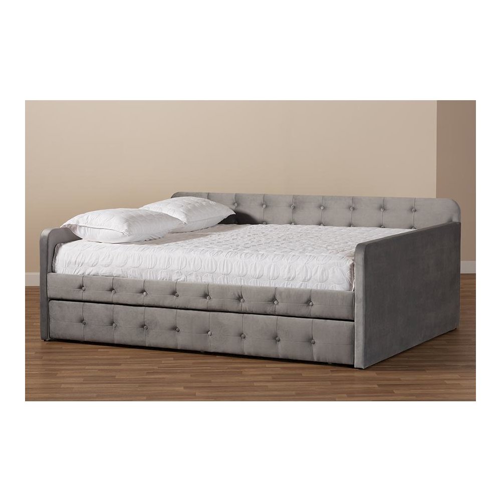 Button Tufted Queen Size Daybed with Trundle. Picture 9