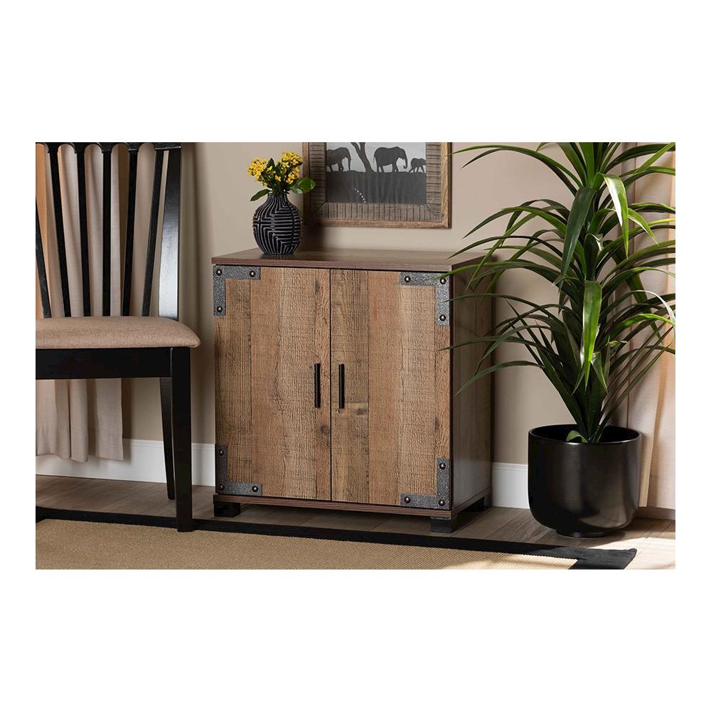 Farmhouse Rustic Finished Wood 2-Door Shoe Cabinet. Picture 21