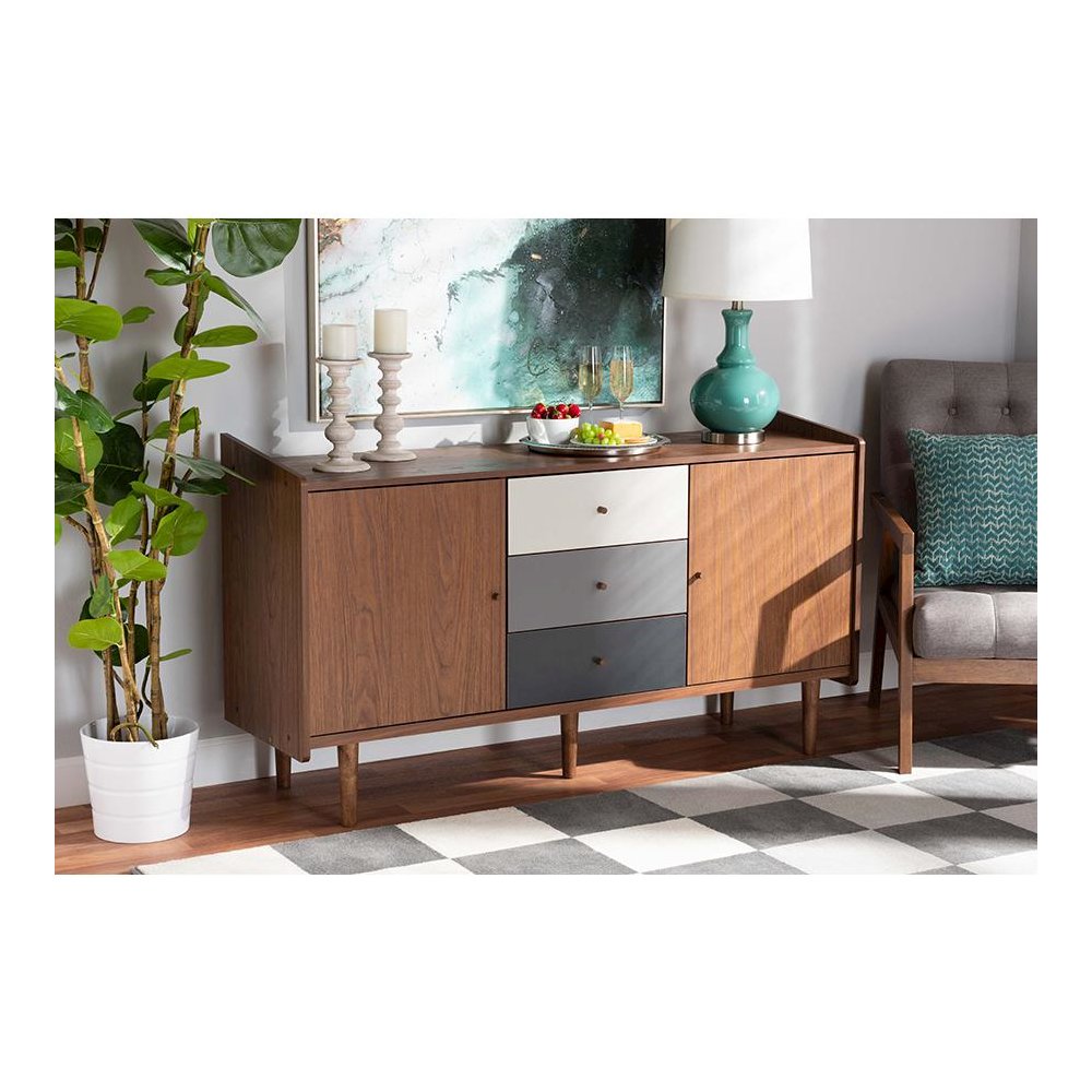 Grey Gradient Finished Wood 2-Door Dining Room Sideboard Buffet. Picture 19