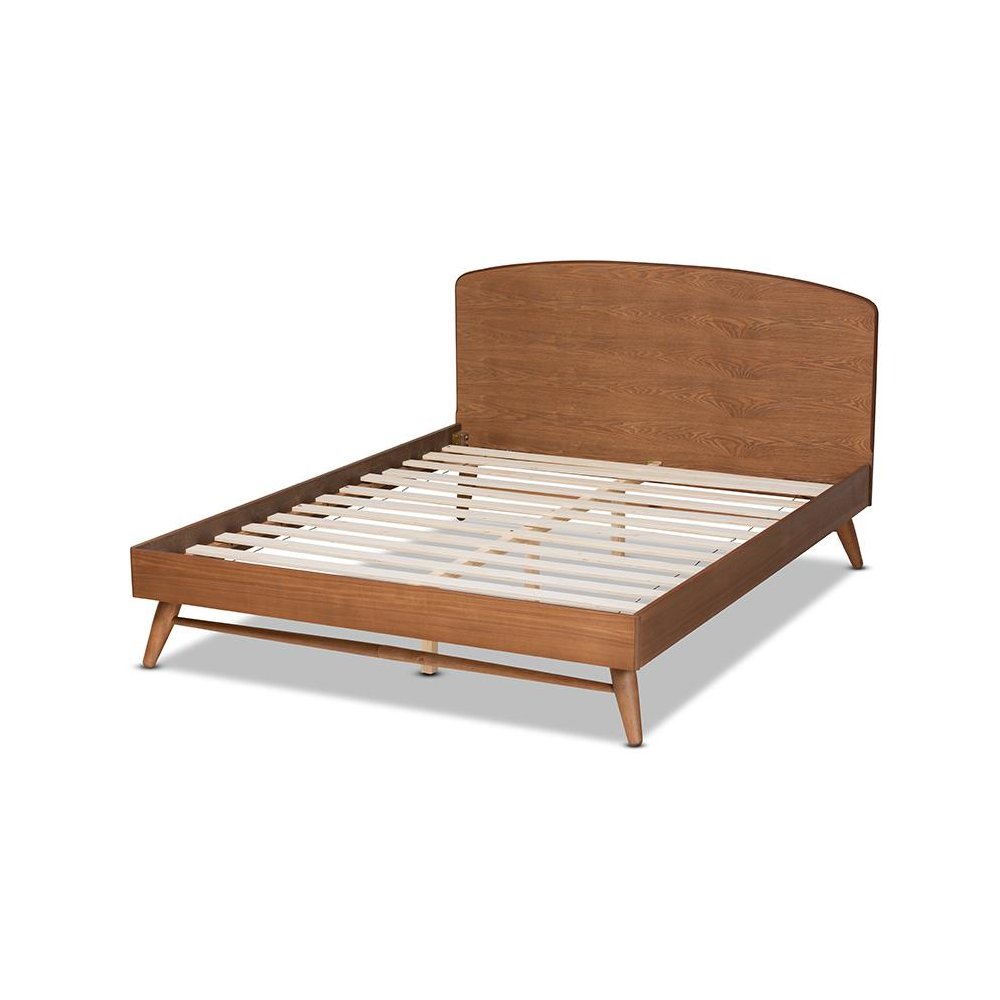 Transitional Walnut Brown Finished Wood Queen Size Platform Bed. Picture 3