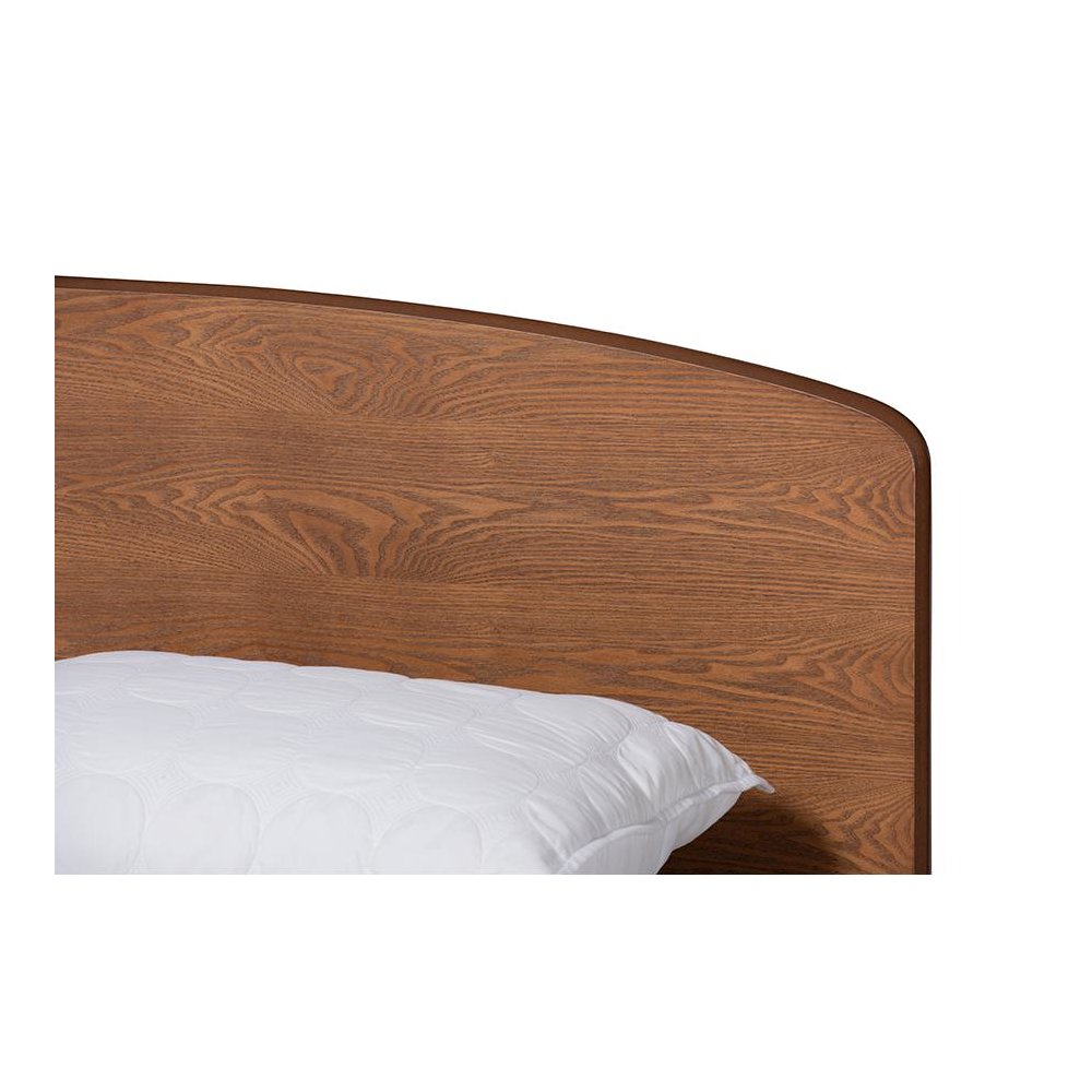 Transitional Walnut Brown Finished Wood Queen Size Platform Bed. Picture 4