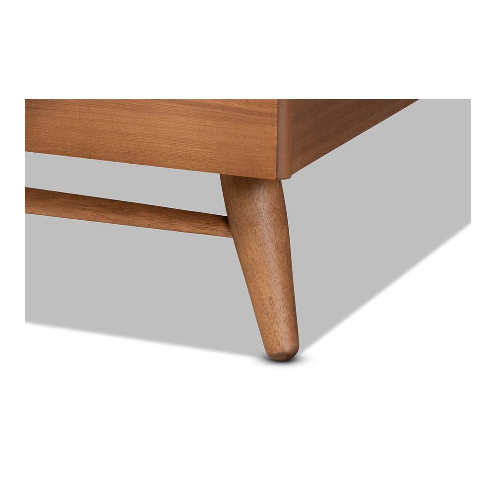 Transitional Walnut Brown Finished Wood Queen Size Platform Bed. Picture 5