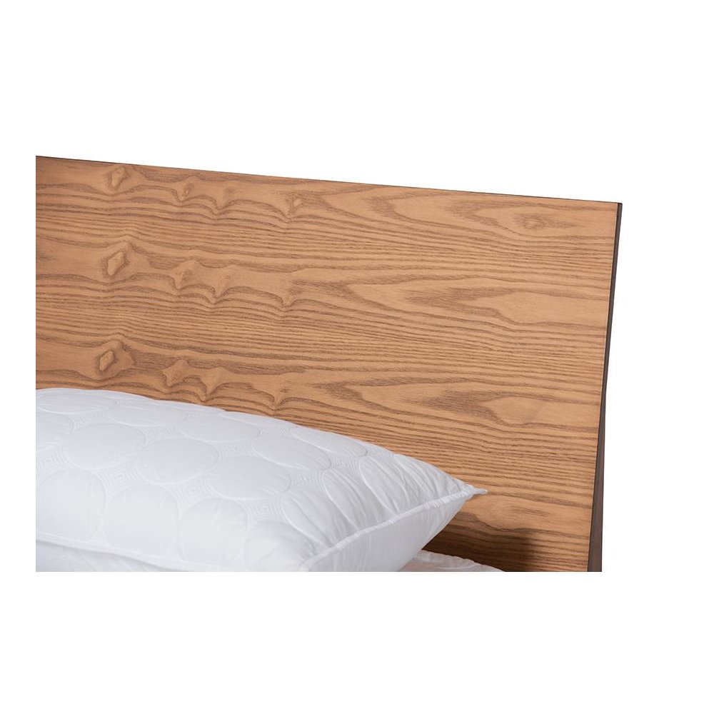 Walnut Brown Finished Wood Queen Size Platform Bed. Picture 4