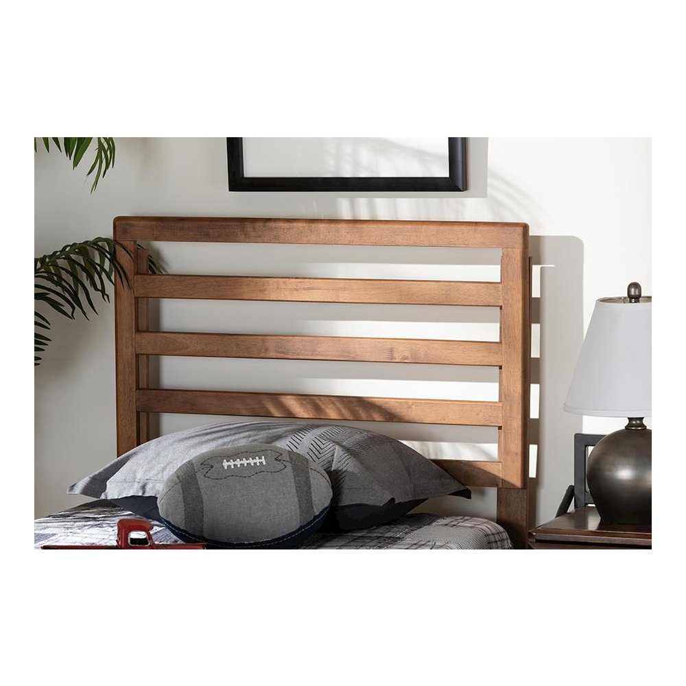 Akemi Modern and Contemporary Ash Walnut Finished Wood Twin Size Headboard. Picture 13