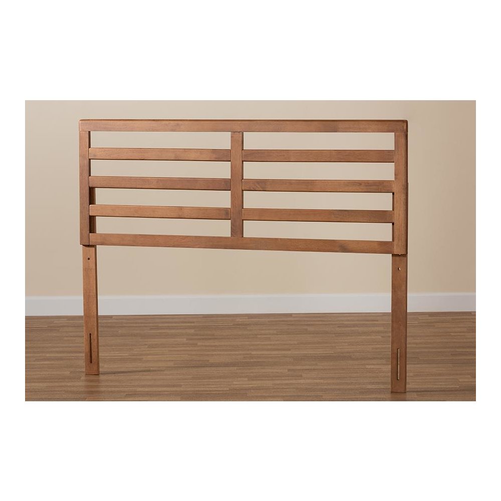 Akemi Modern and Contemporary Ash Walnut Finished Wood Queen Size Headboard. Picture 4