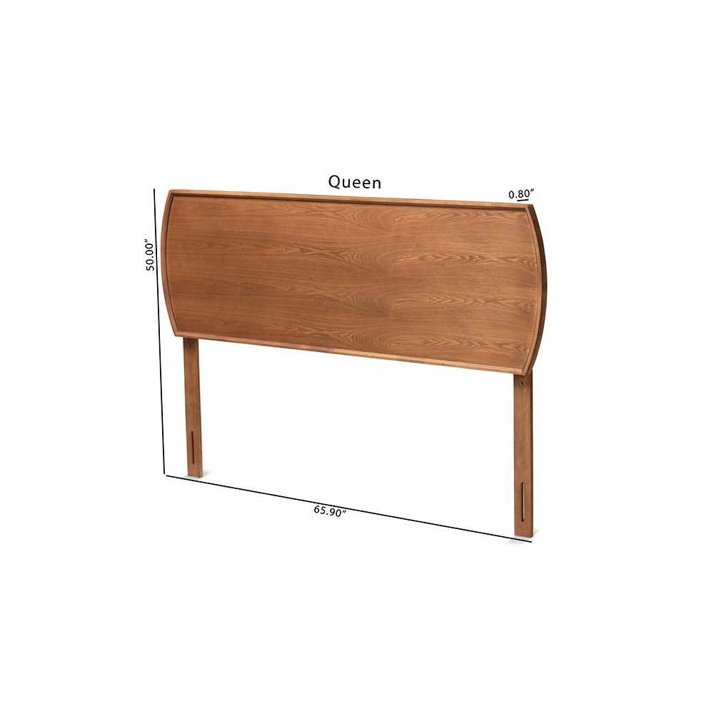 Laurien Mid-Century Modern Ash Walnut Finished Wood Queen Size Headboard. Picture 6