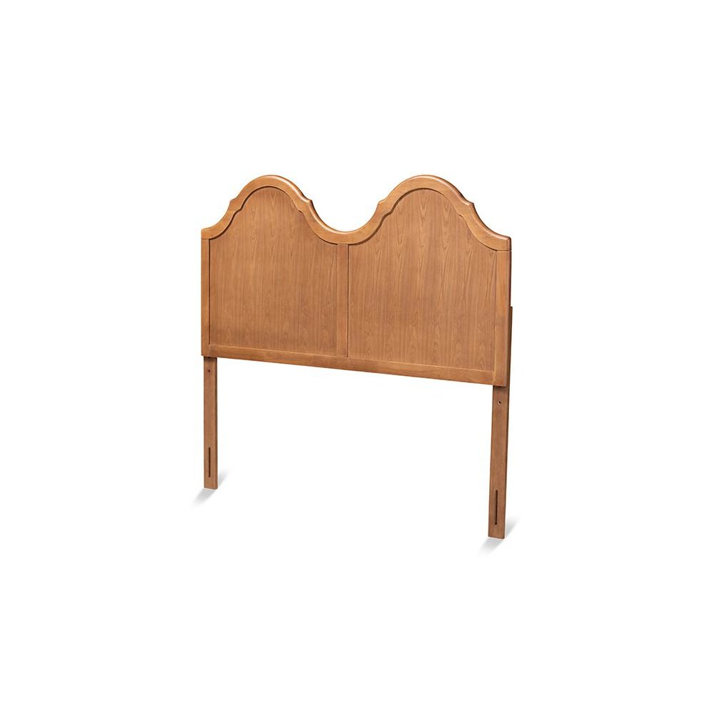 Traditional Ash Walnut Finished Wood Queen Size Arched Headboard. Picture 1