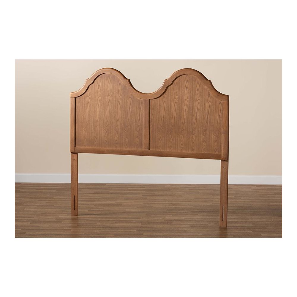 Traditional Ash Walnut Finished Wood Queen Size Arched Headboard. Picture 4