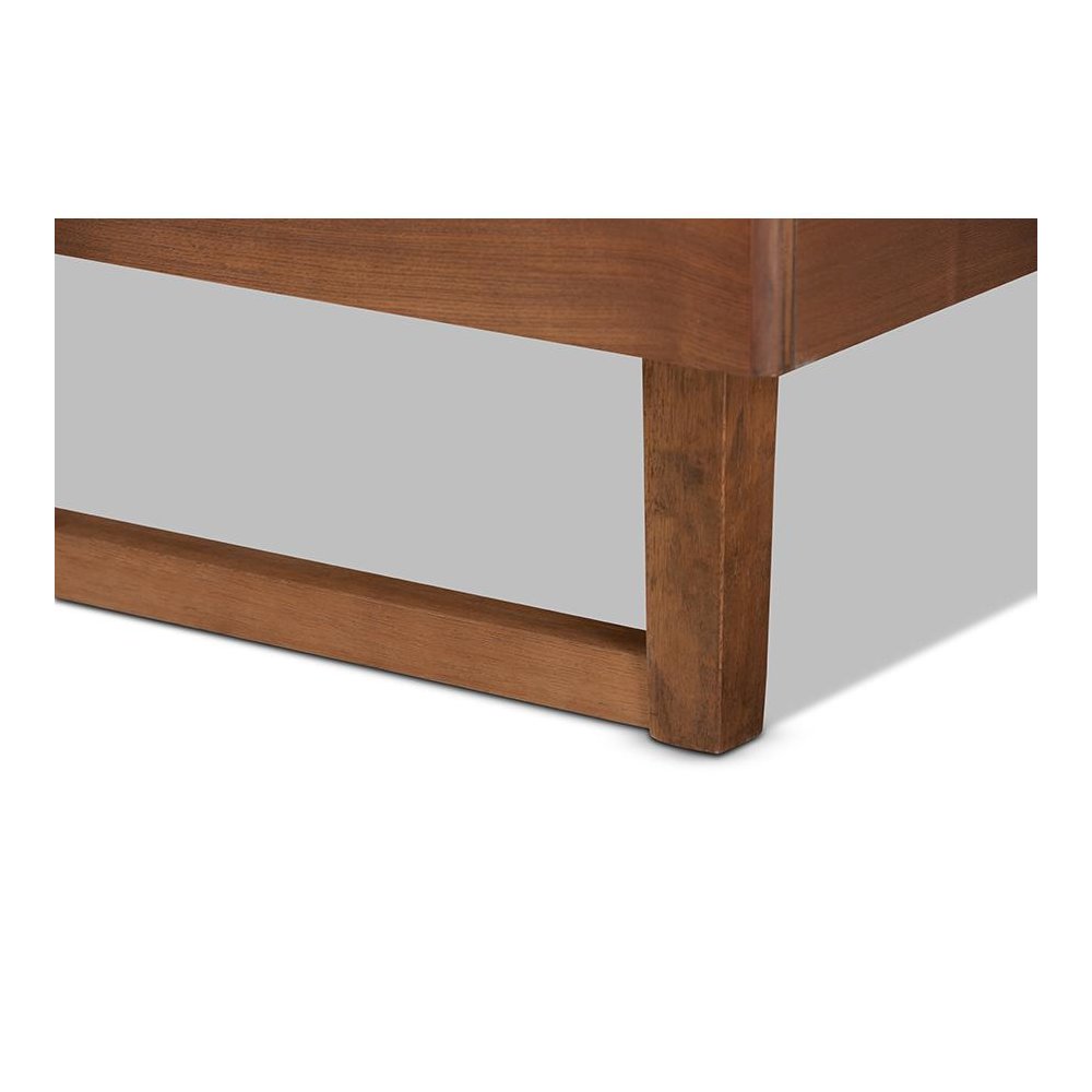 Marin Modern and Contemporary Walnut Brown Finished Wood Queen Size Platform Bed. Picture 5