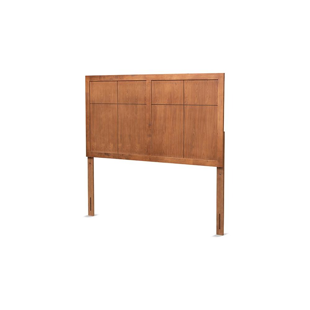 Transitional and Rustic Ash Walnut Finished Wood Queen Size Headboard. Picture 1