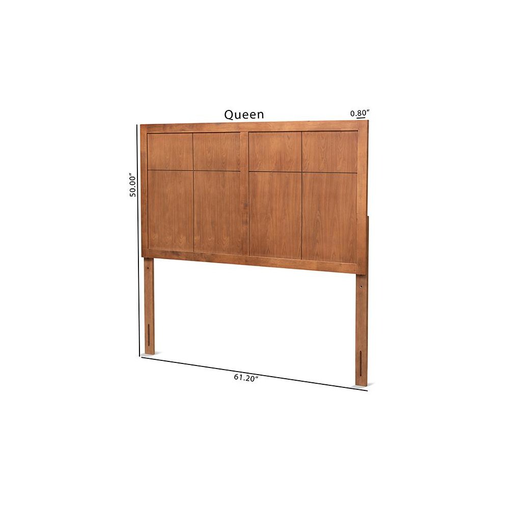 Transitional and Rustic Ash Walnut Finished Wood Queen Size Headboard. Picture 6