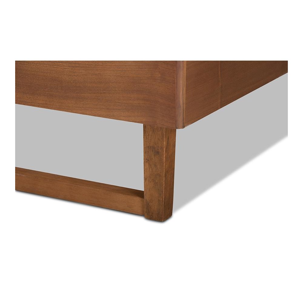 Lucie Modern and Contemporary Walnut Brown Finished Wood Queen Size Platform Bed. Picture 5